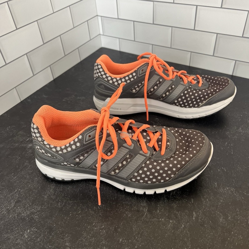 Adidas Size 8 Duramo 6 Adiprene Running Shoes Sneakers Gray Orange - very clean